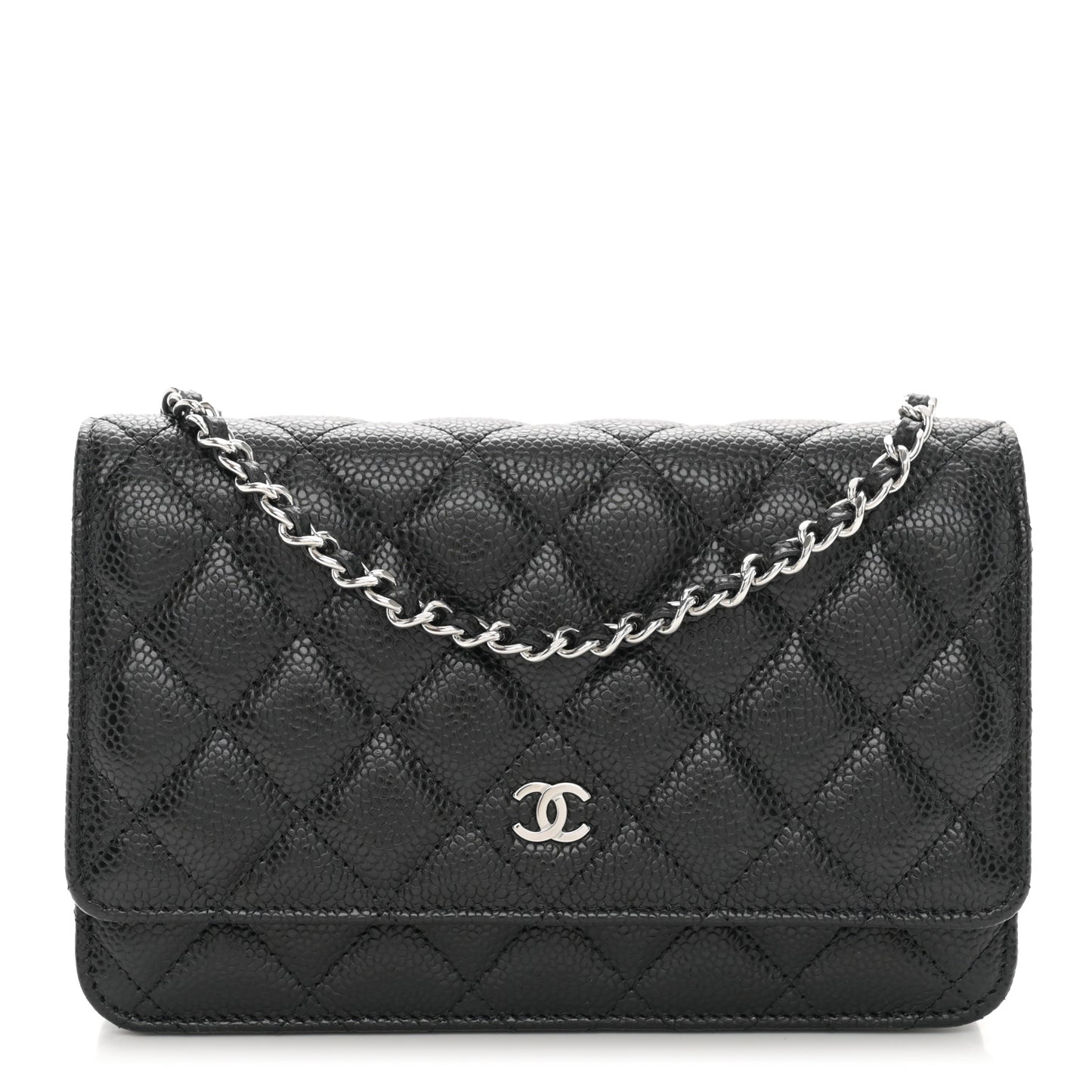 Caviar Quilted Wallet on Chain WOC Black