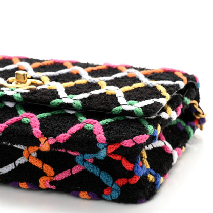 Chanel Tweed Diamond Threaded Pearl Crush Wallet On Chain WOC Black Multicolor 11 of 12