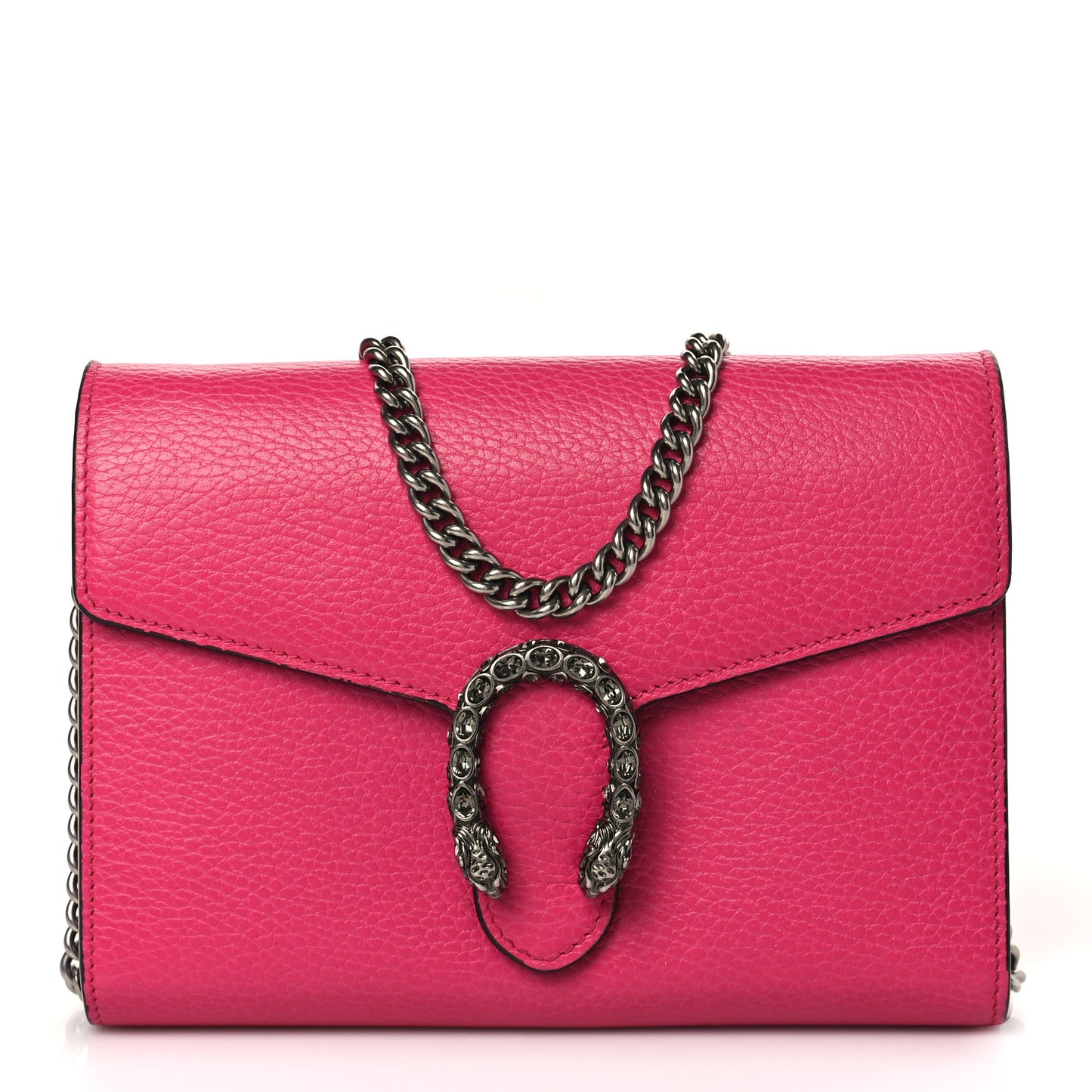 Dollar Calfskin Crystal Mini Dionysus Chain Wallet Box Pink