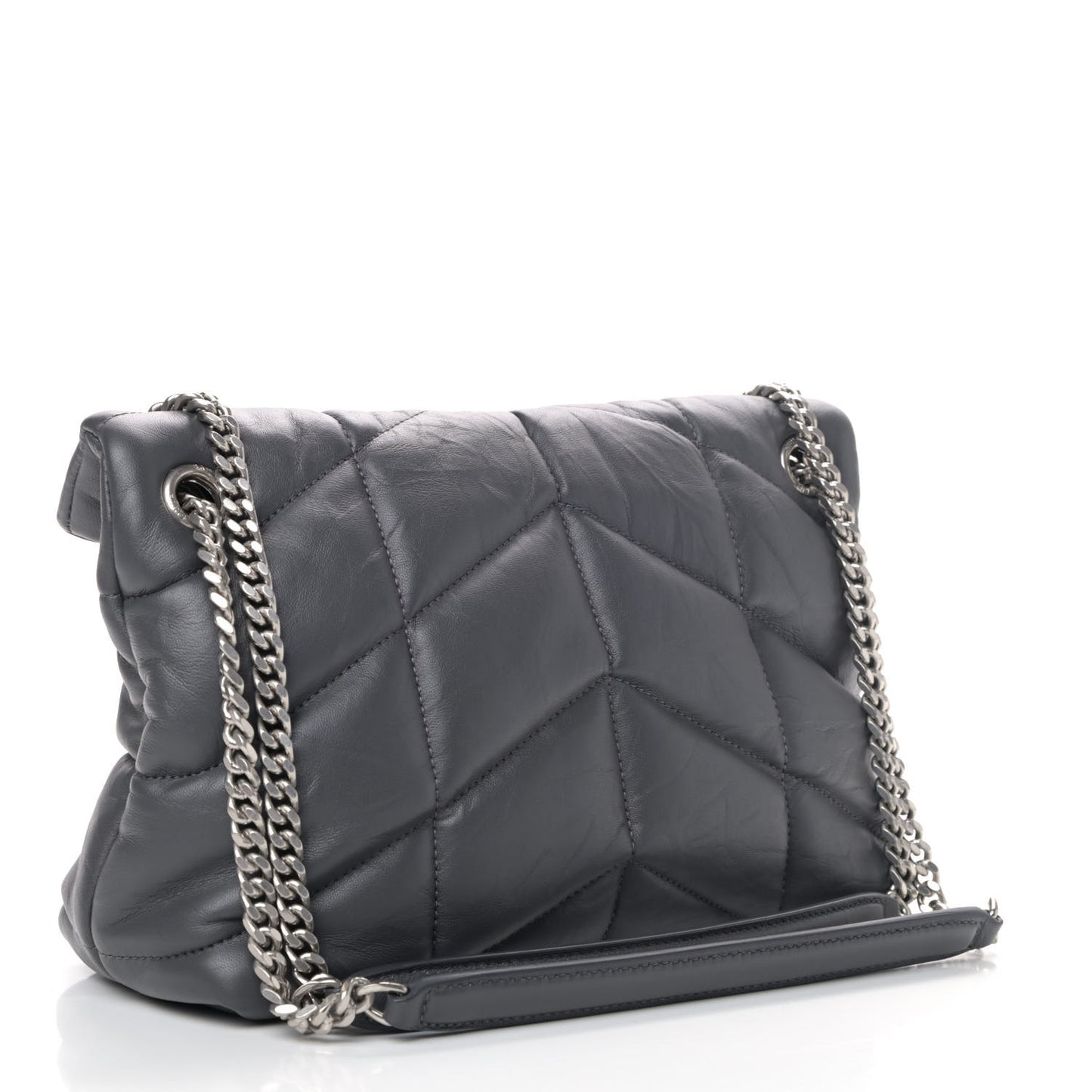 Lambskin Quilted Small Loulou Puffer Monogram Chain Satchel Concrete