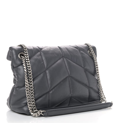Saint Laurent Lambskin Quilted Small Loulou Puffer Monogram Chain Satchel Concrete 2 of 4