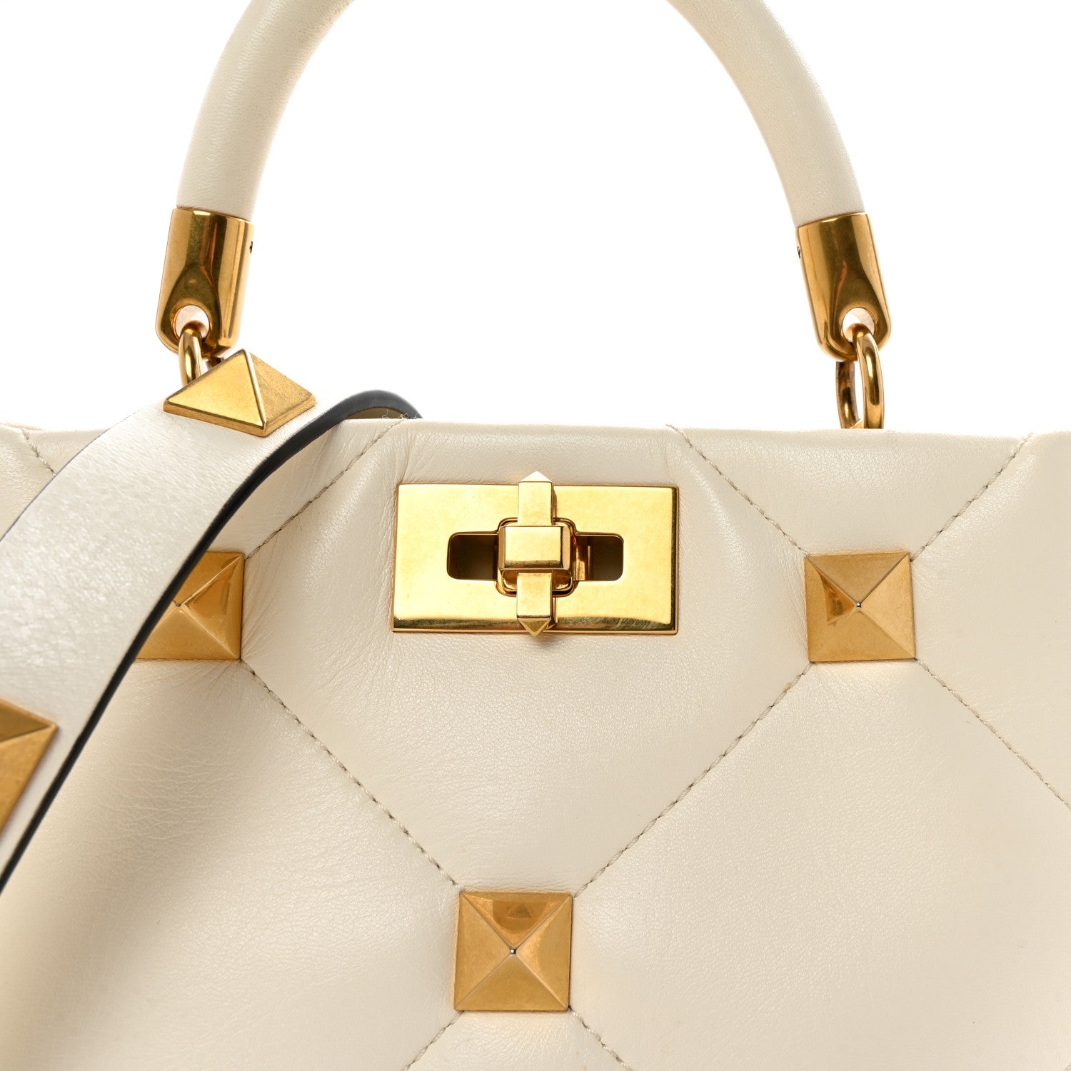 Valentino Garavani Nappa Small Roman Stud The Handle Bag Ivory 9 of 9
