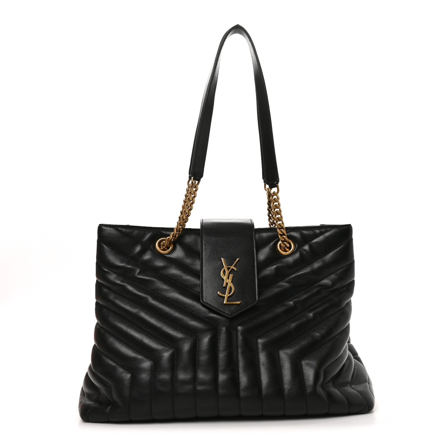 Saint Laurent Calfskin Y Quilted Monogram Large Loulou Shopper Black 1 of 10