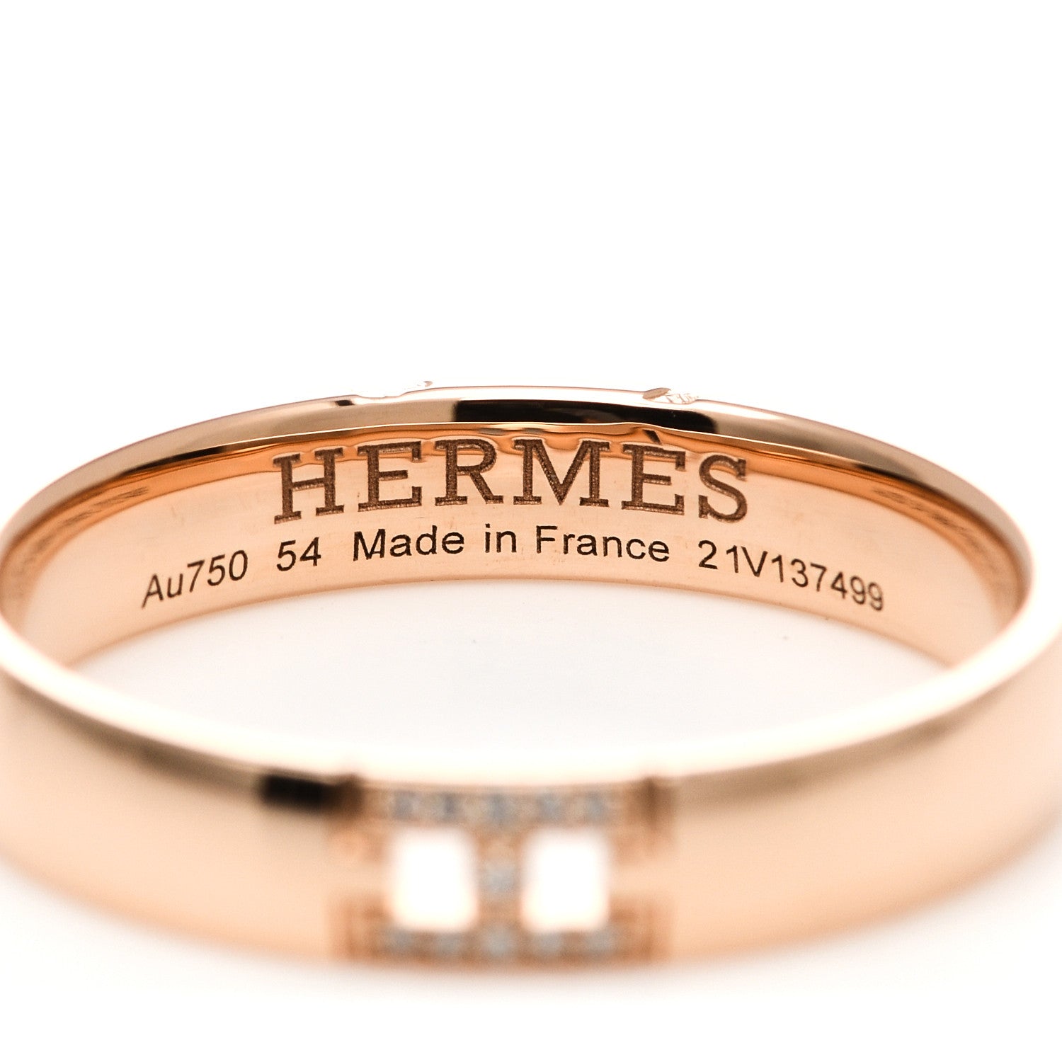 Hermes 18K Rose Gold Diamond Ever Herakles Wedding Band Ring 54 7 4 of 5