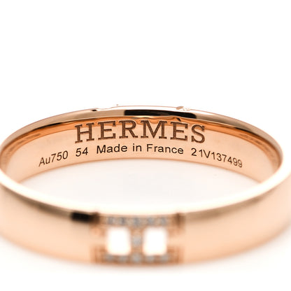 Hermes 18K Rose Gold Diamond Ever Herakles Wedding Band Ring 54 7 4 of 5