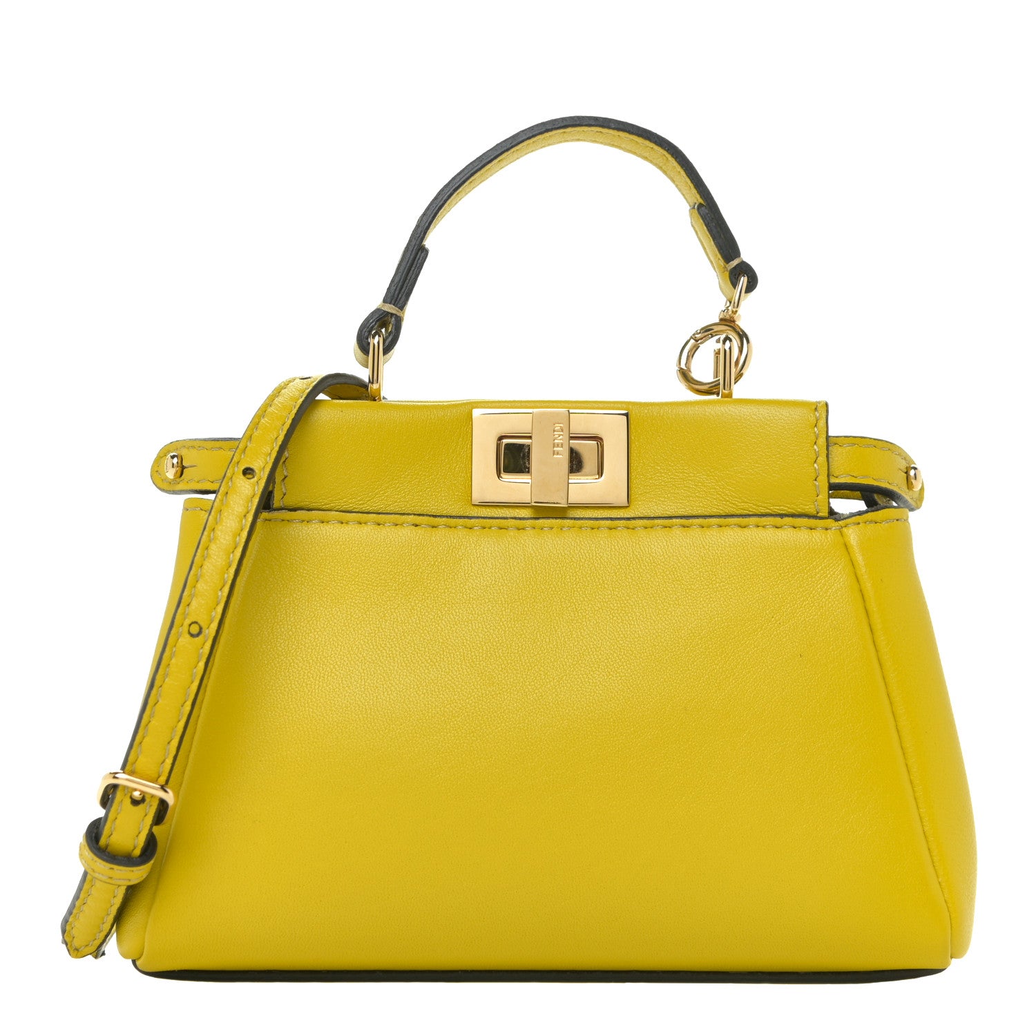 Fendi Shiny Nappa Micro Peekaboo Iconic Satchel Lime 1 of 11