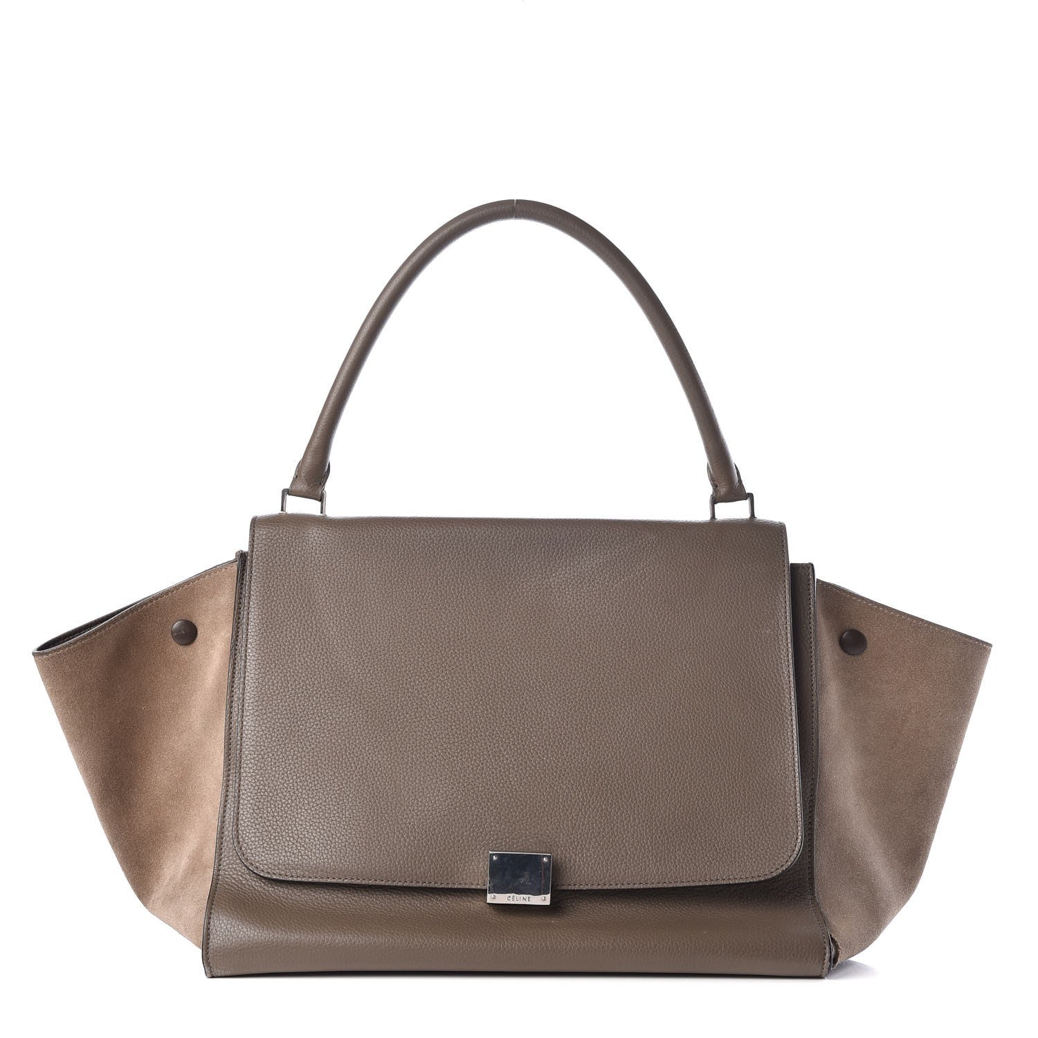 Celine Drummed Calfskin Suede Large Trapeze Souris 1 of 10