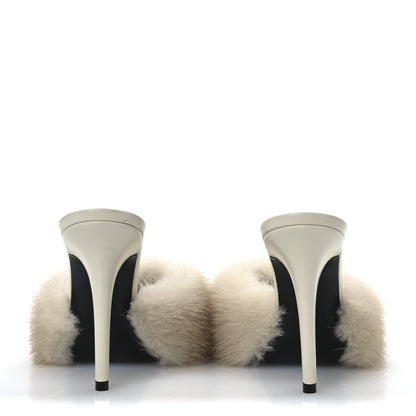 Saint Laurent Mink Calfskin Roy Mule Sandals 39 Cream 12 of 23