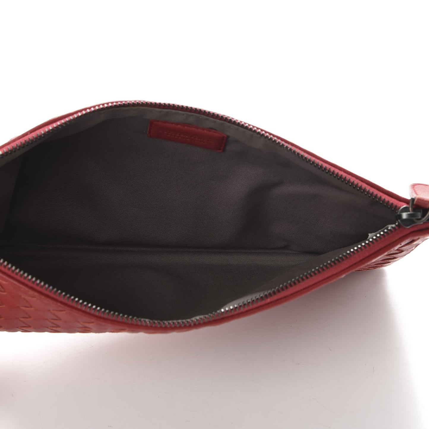 Nappa Intrecciato Flat Zip Pouch Red