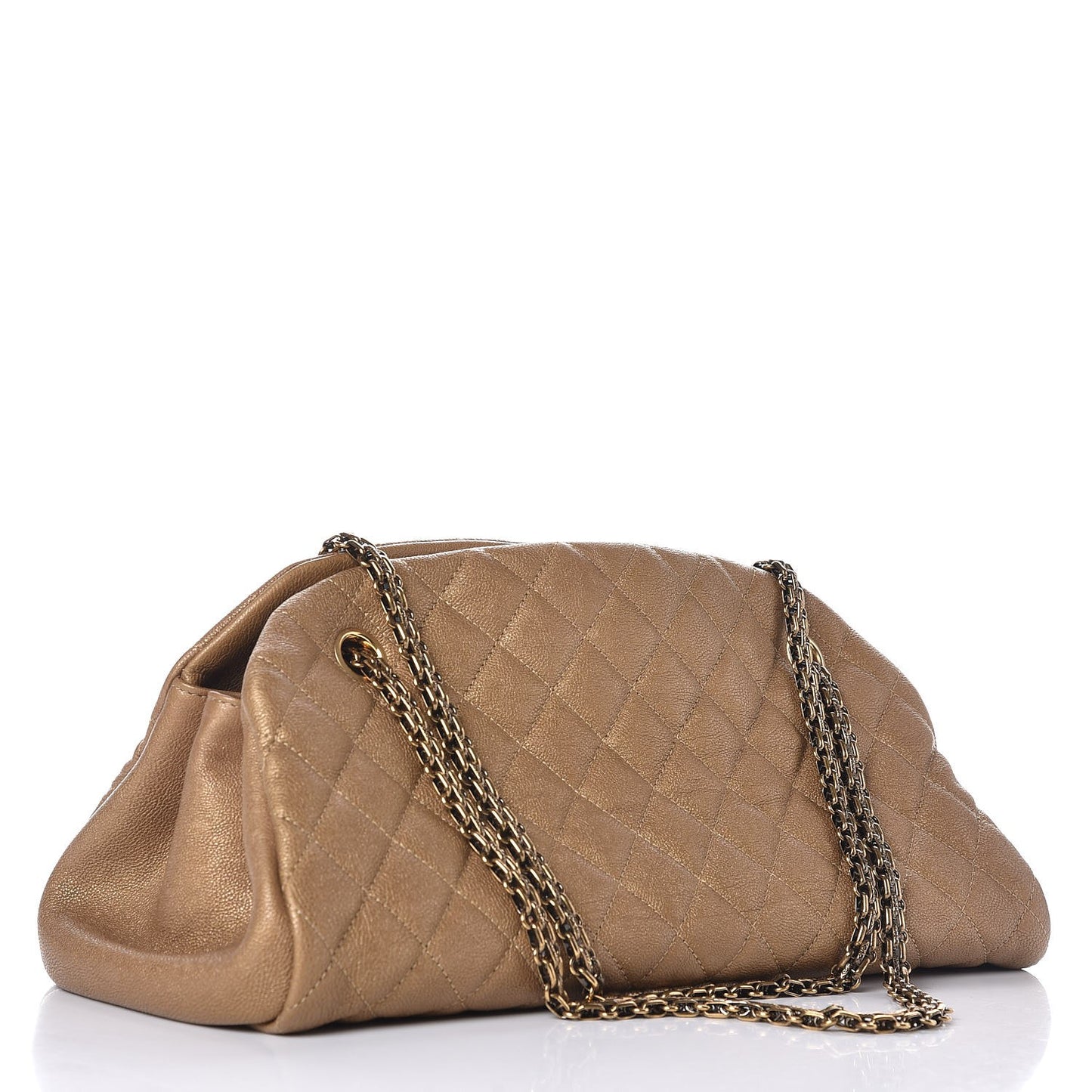 Metallic Calfskin Quilted Medium Just Mademoiselle Gold