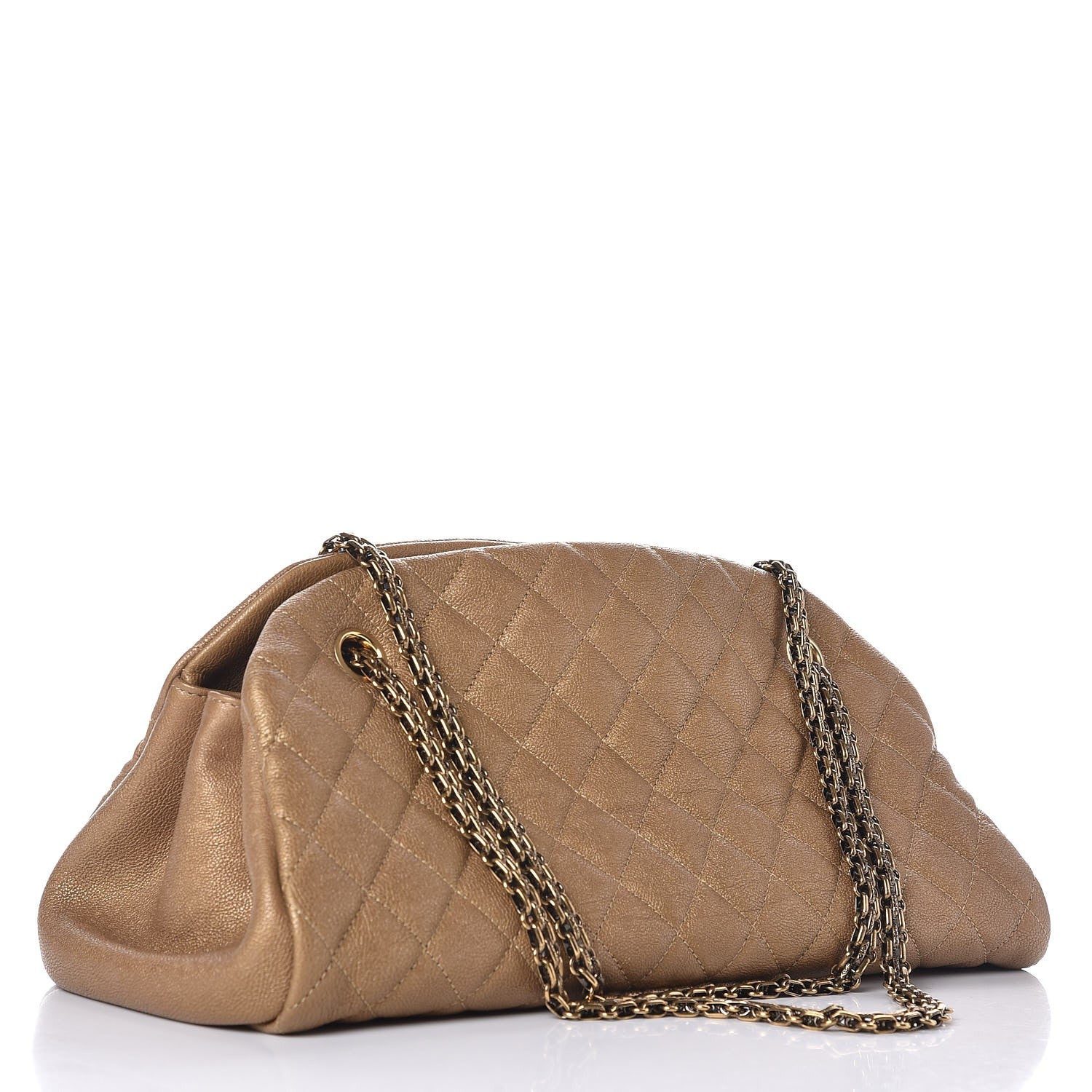 Chanel Metallic Calfskin Quilted Medium Just Mademoiselle Gold 3 of 7