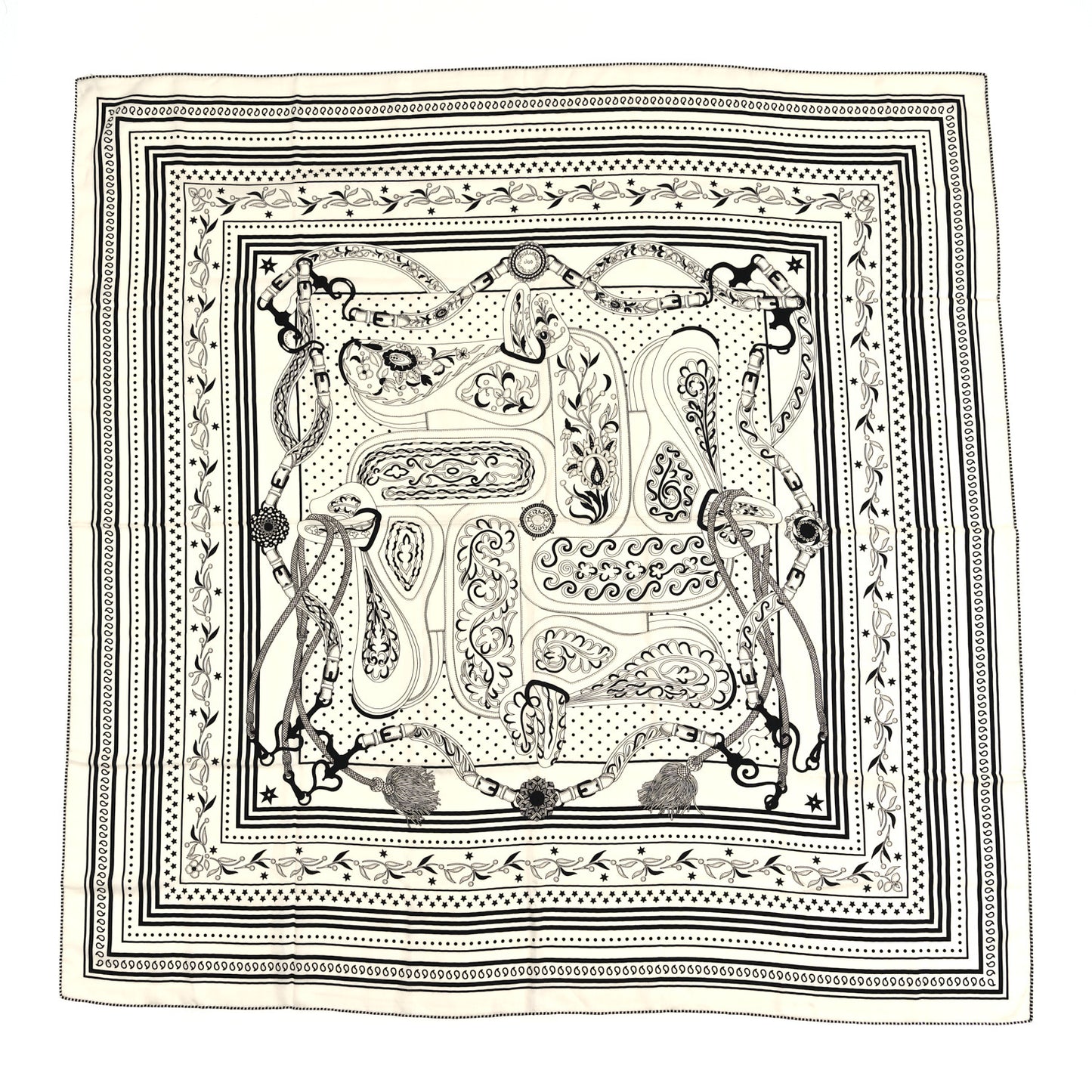 Cashmere Silk Festival Des Amazones Shawl 140 White Black