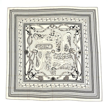 Hermes Cashmere Silk Festival Des Amazones Shawl 140 White Black 1 of 3
