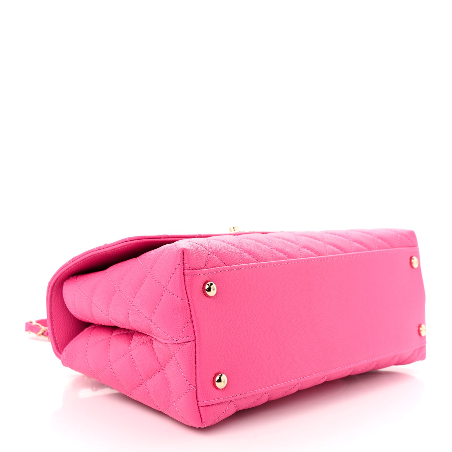 Caviar Quilted Small Coco Handle Flap Dark Pink