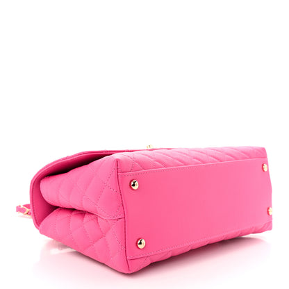 Chanel Caviar Quilted Small Coco Handle Flap Dark Pink 4 of 11