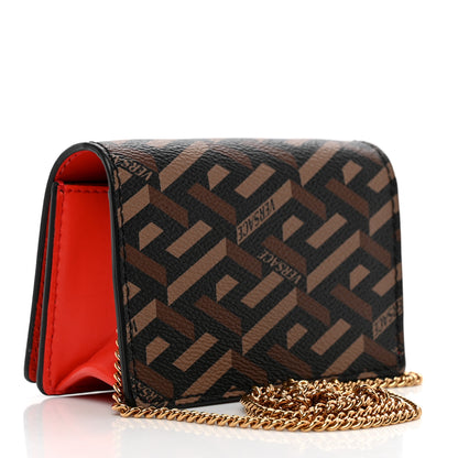 Versace Coated Canvas La Greca Signature Print Virtus Mini Chain Bag Red 3 of 8