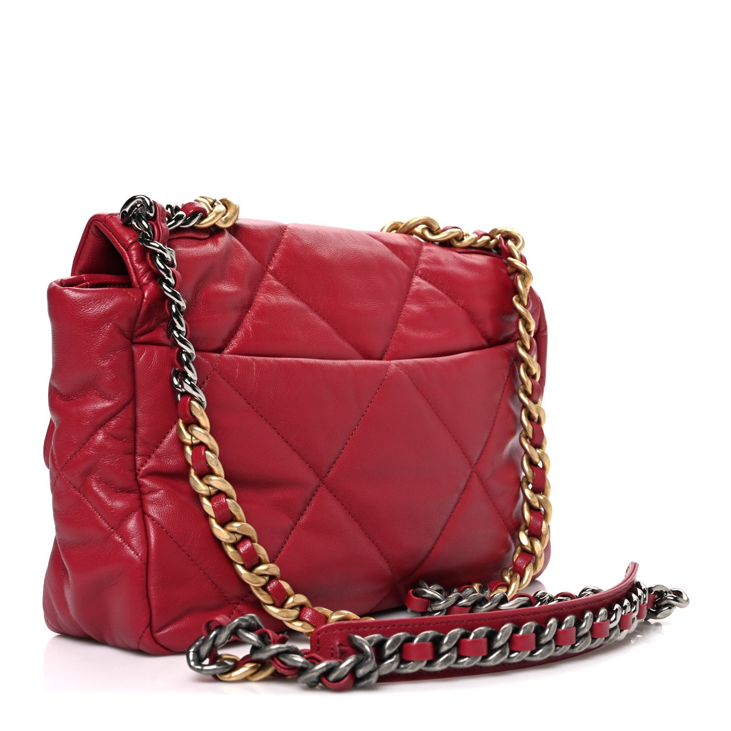 Chanel Lambskin Quilted Large Chanel 19 Flap Red 3 of 10