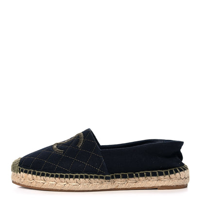 Chanel Fabric Biarritz CC Espadrilles 38 Blue Green 1 of 9
