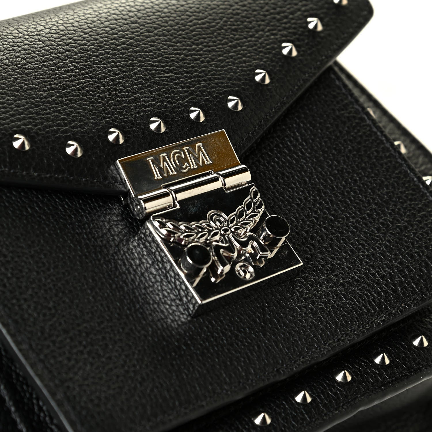 MCM Calfskin Studded Small Patricia Satchel Black 7 of 7