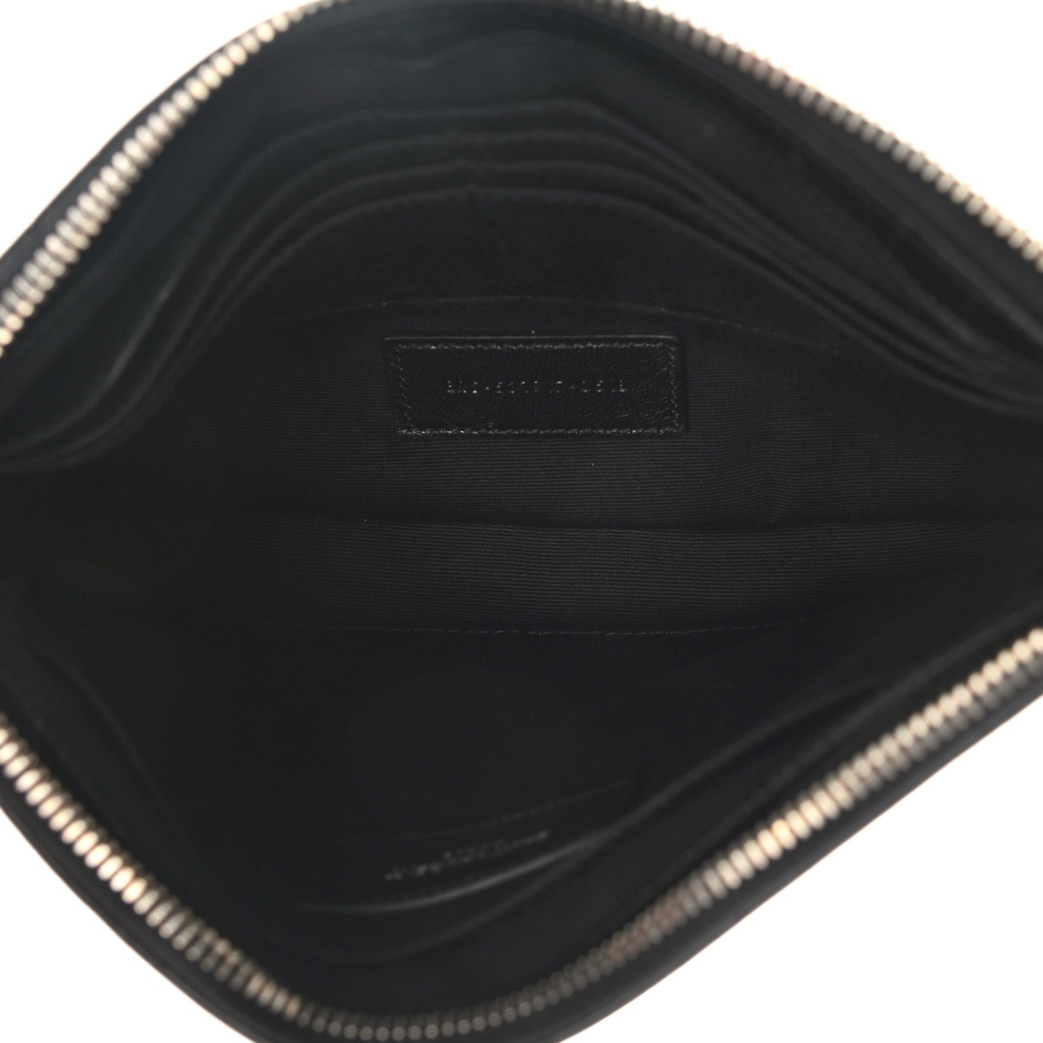 Saint Laurent Calfskin Crocodile Embossed Monogram Zip Pouch Black 10 of 14