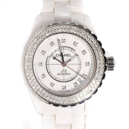 Chanel Stainless Steel Ceramic Diamond Pave Bezel 42mm J12 Automatic Watch White 1 of 6