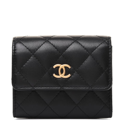 Chanel Lambskin Quilted Small Compact Wallet Black 1 of 13