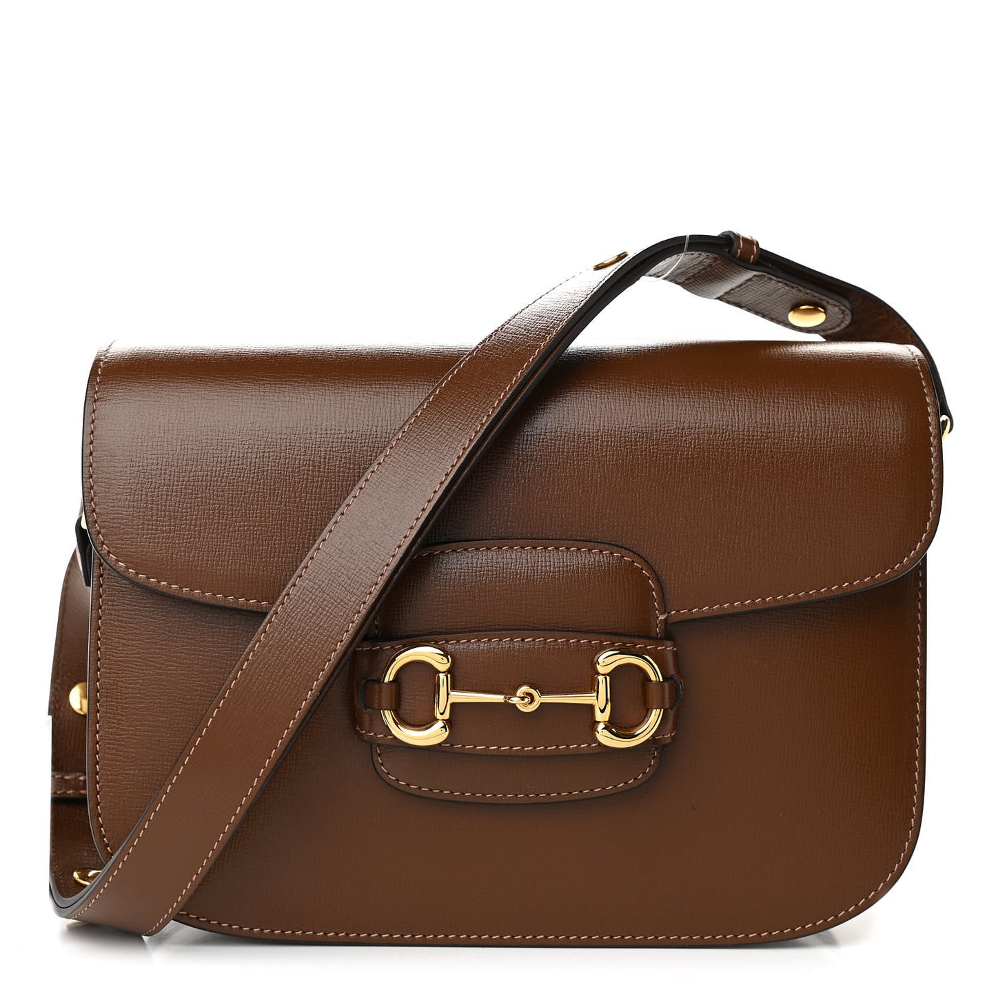 Azalea Calfskin Horsebit 1955 Shoulder Bag Brown Sugar