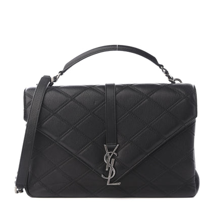 Saint Laurent Calfskin Matelasse Diamond Quilted Monogram Large College Bag Black 1 of 9