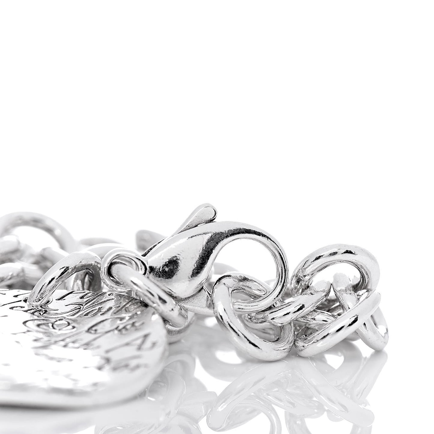 Sterling Silver Notes Round Tag Charm Bracelet
