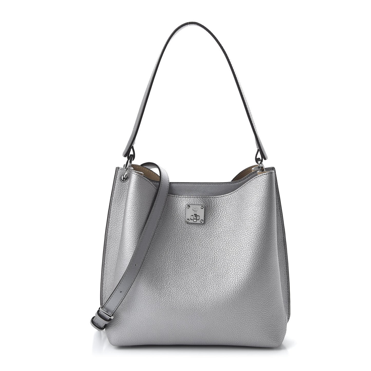 Metallic Grained Calfskin Medium Milla Hobo Silver