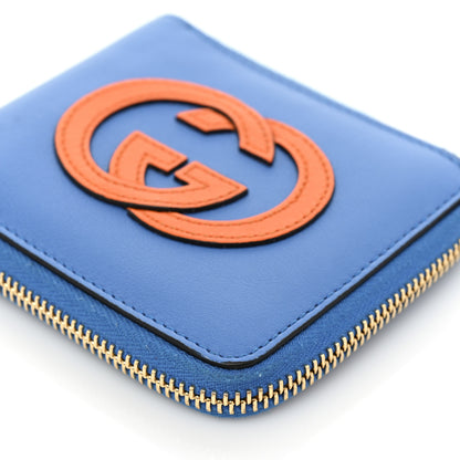 Gucci Vitello Eclipse Interlocking G Zip Around Card Case Wallet Bright Splash Carrot Orange 9 of 12