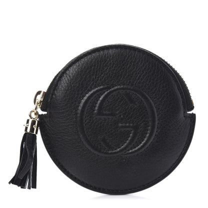 Gucci Pebbled Calfskin Round Coin Purse Black 1 of 8