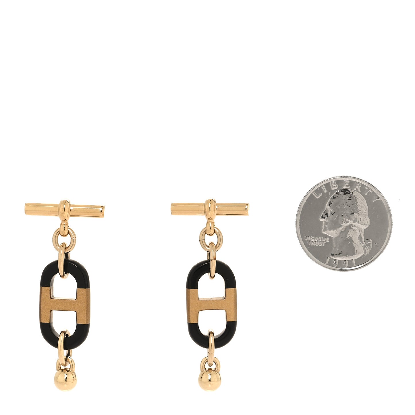 Lacquered Horn Permabrass Small Sur Mer Drop Earrings Gold Black