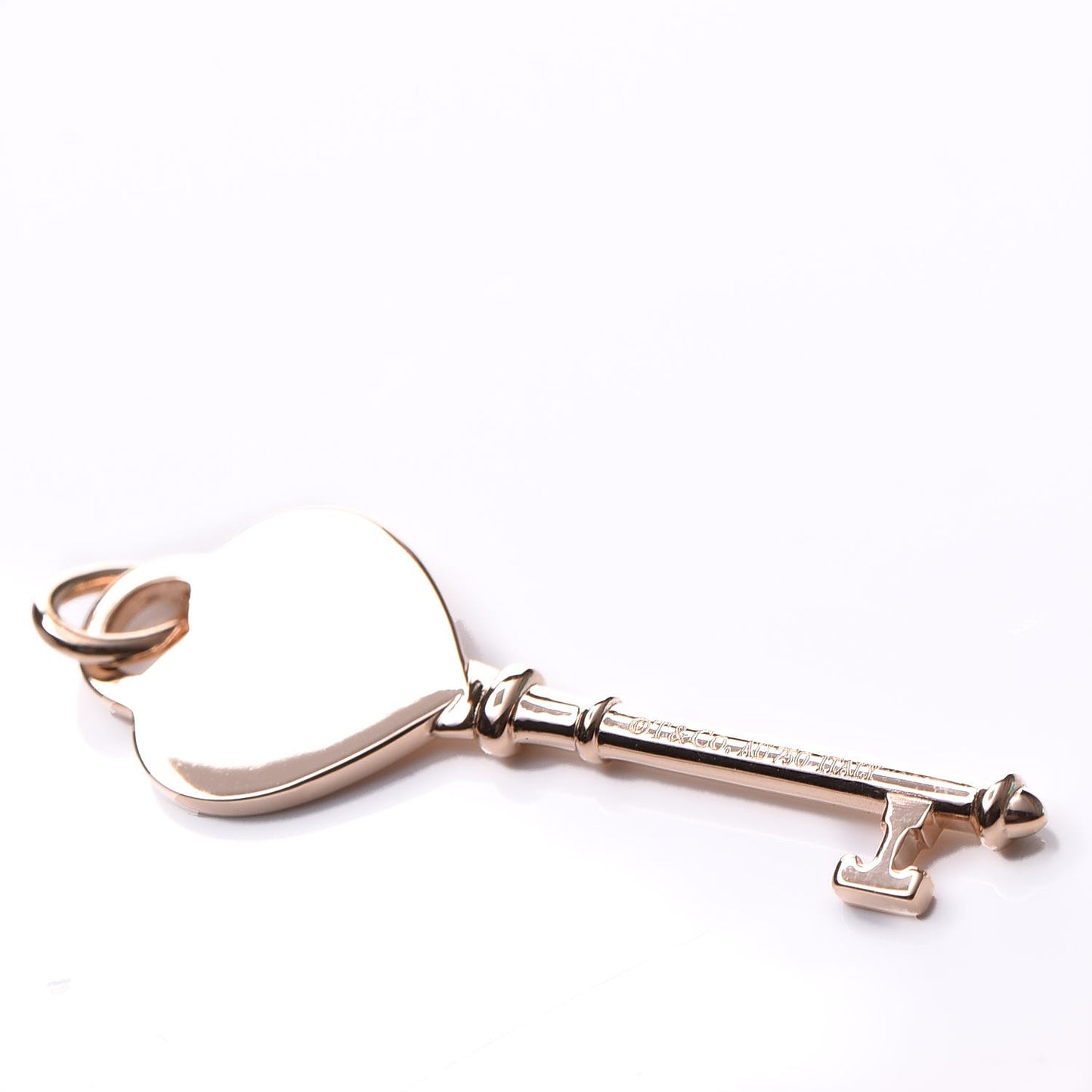 18K Rose Gold Diamond Heart Key Pendant