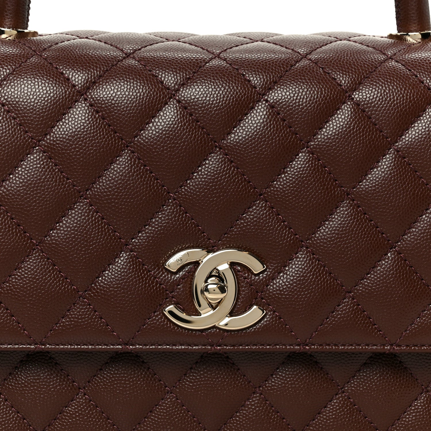 Chanel Caviar Quilted Small Coco Handle Flap Dark Brown 10 of 13