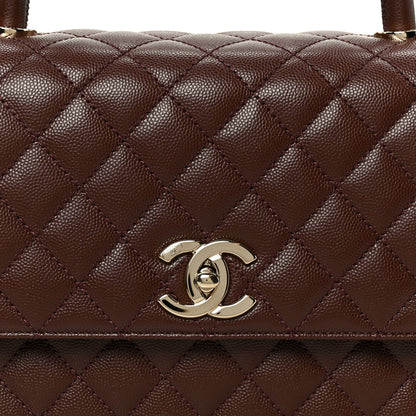 Chanel Caviar Quilted Small Coco Handle Flap Dark Brown 10 of 13