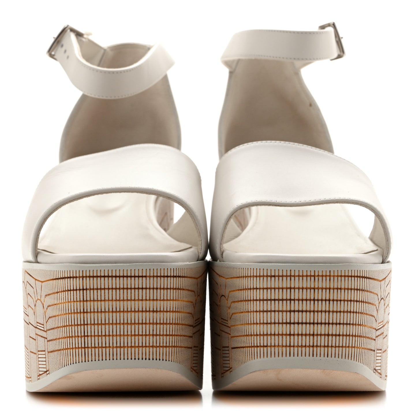 Calfskin Illusion 35 Wedge Sandals 40 Blanc De Paris