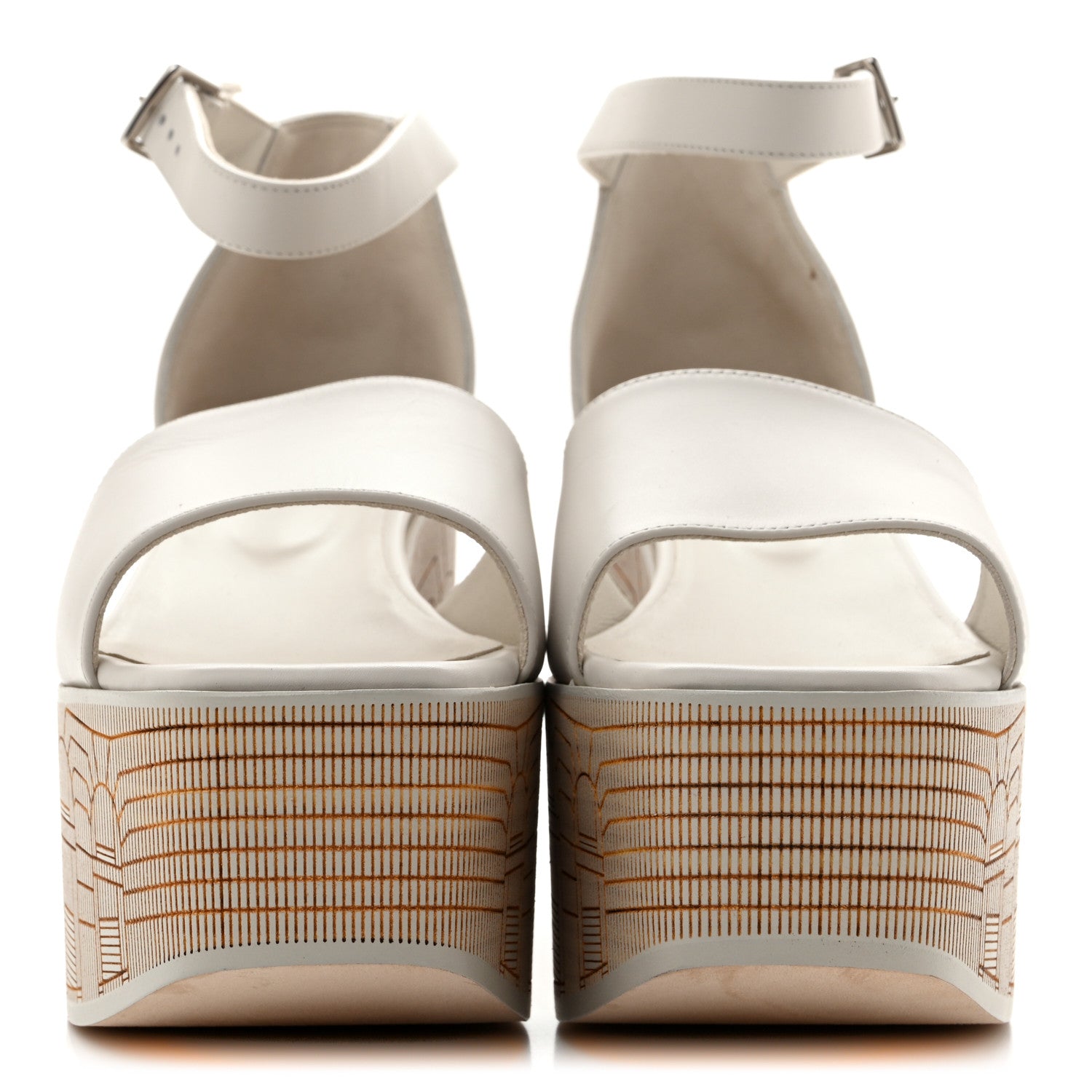 Hermes Calfskin Illusion 35 Wedge Sandals 40 Blanc De Paris 3 of 10