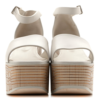 Hermes Calfskin Illusion 35 Wedge Sandals 40 Blanc De Paris 3 of 10