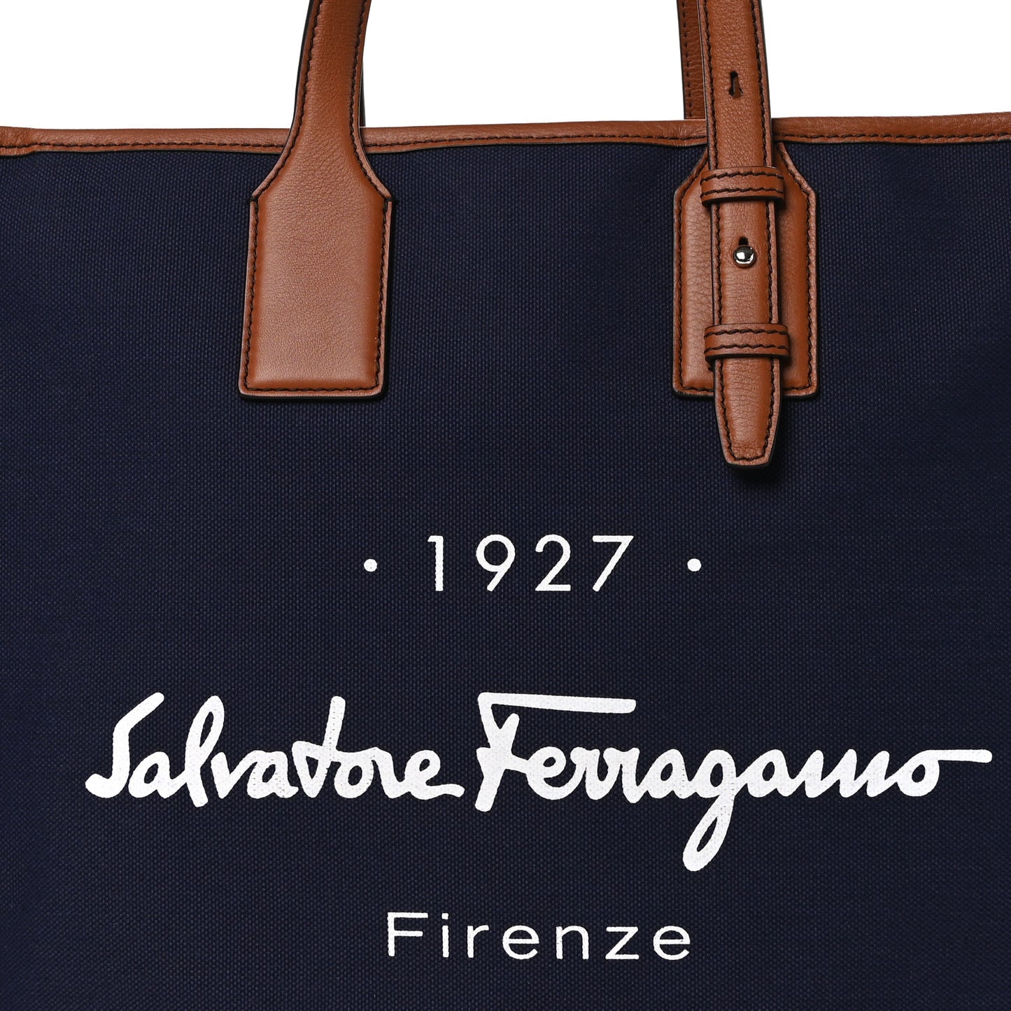 Canvas 1927 Signature Tote Navy Brown