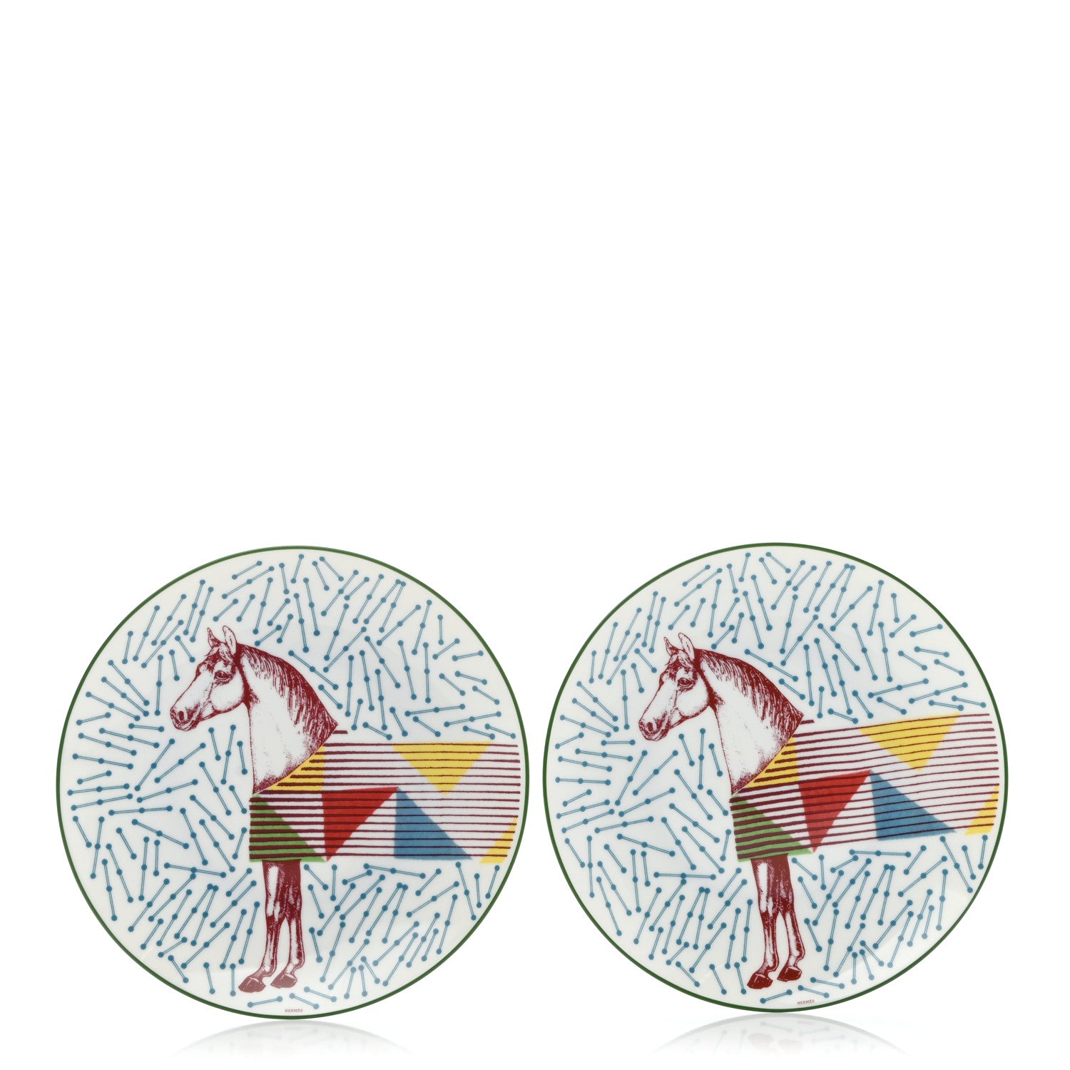 Hermes Porcelain Hippomobile Dessert Plate Set of 2 1 of 7