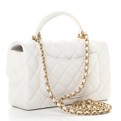 Chanel Caviar Quilted Mini Top Handle Rectangular Flap White 3 of 11