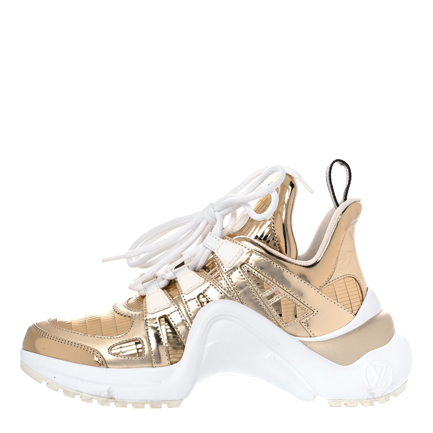 Louis Vuitton Metallic Calfskin Technical Nylon LV Archlight Sneakers 36 Gold White 1 of 16