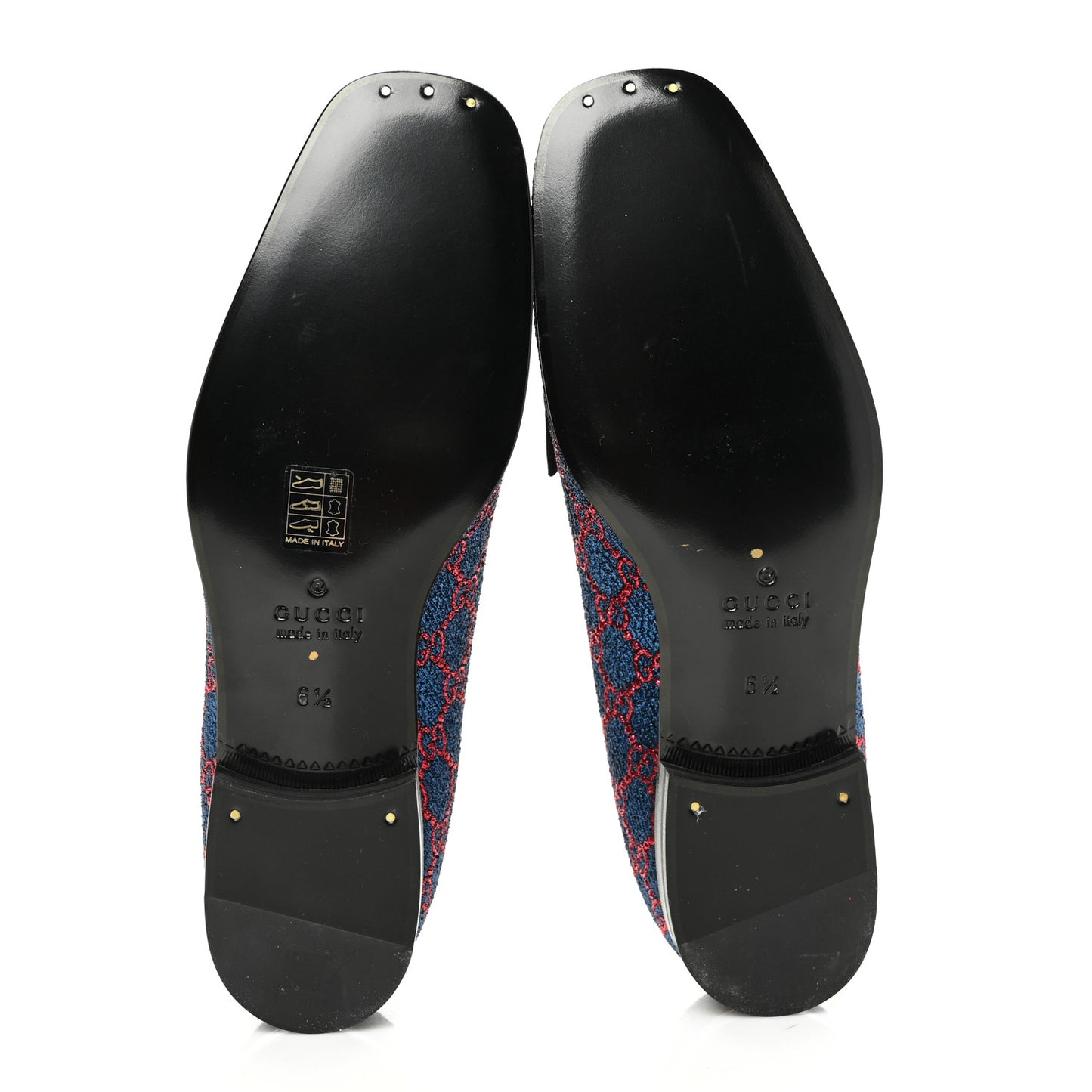 Lurex GG Monogram Mens Bow Loafers 6.5 Iridescent Blue Iridescent Red Black