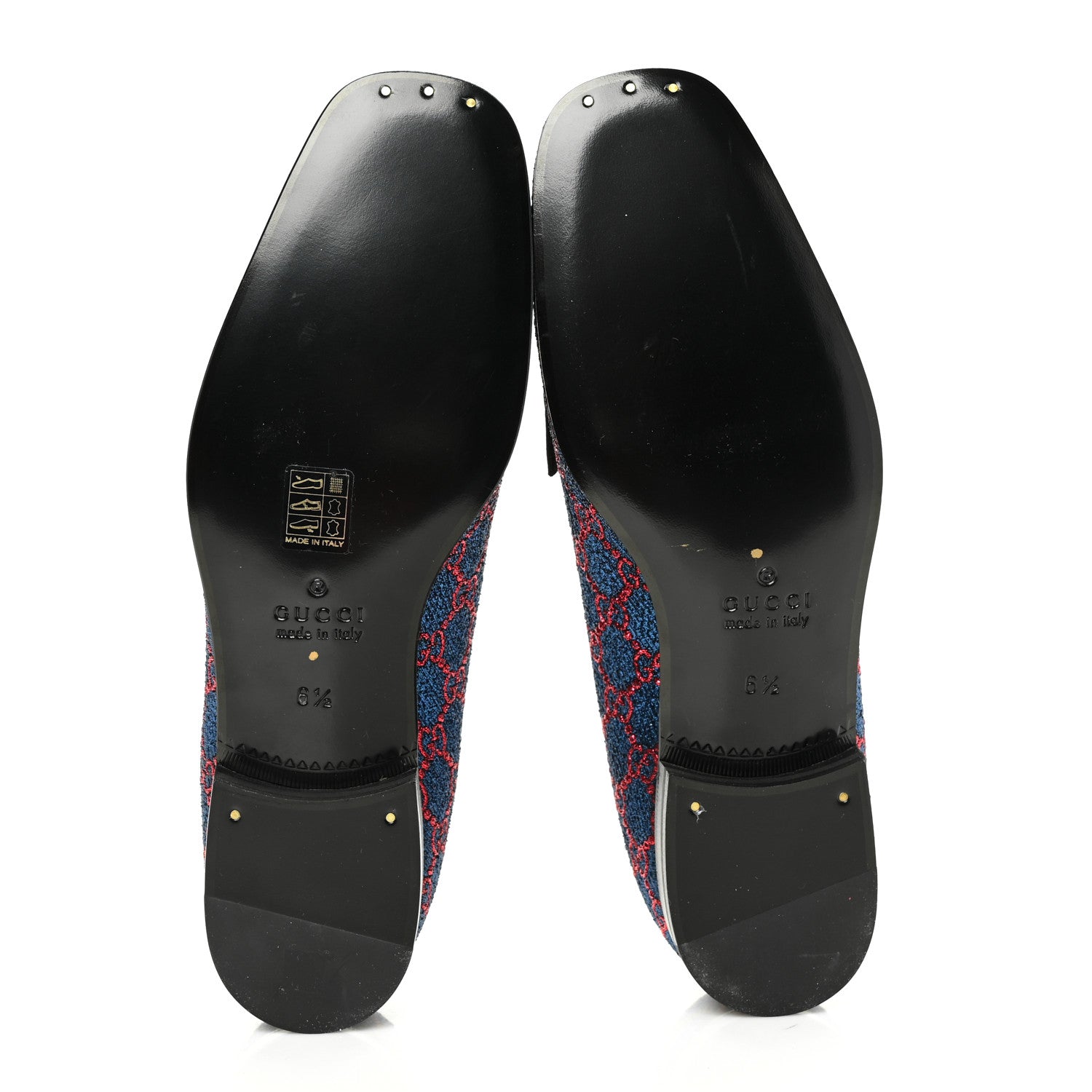 Gucci Lurex GG Monogram Mens Bow Loafers 6.5 Iridescent Blue Iridescent Red Black 5 of 9