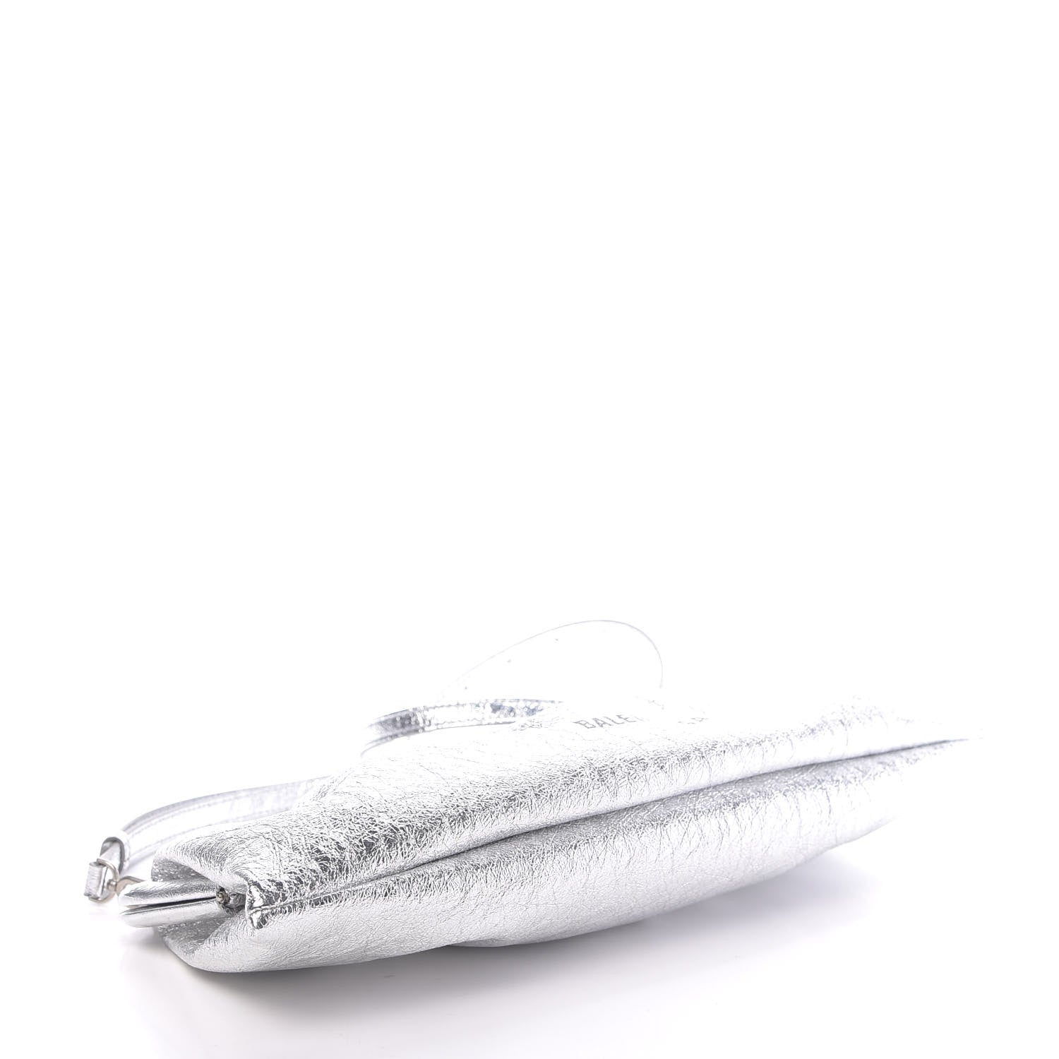 Balenciaga Metallic Textured Calfskin Logo XL Cloud Clutch Silver 4 of 10