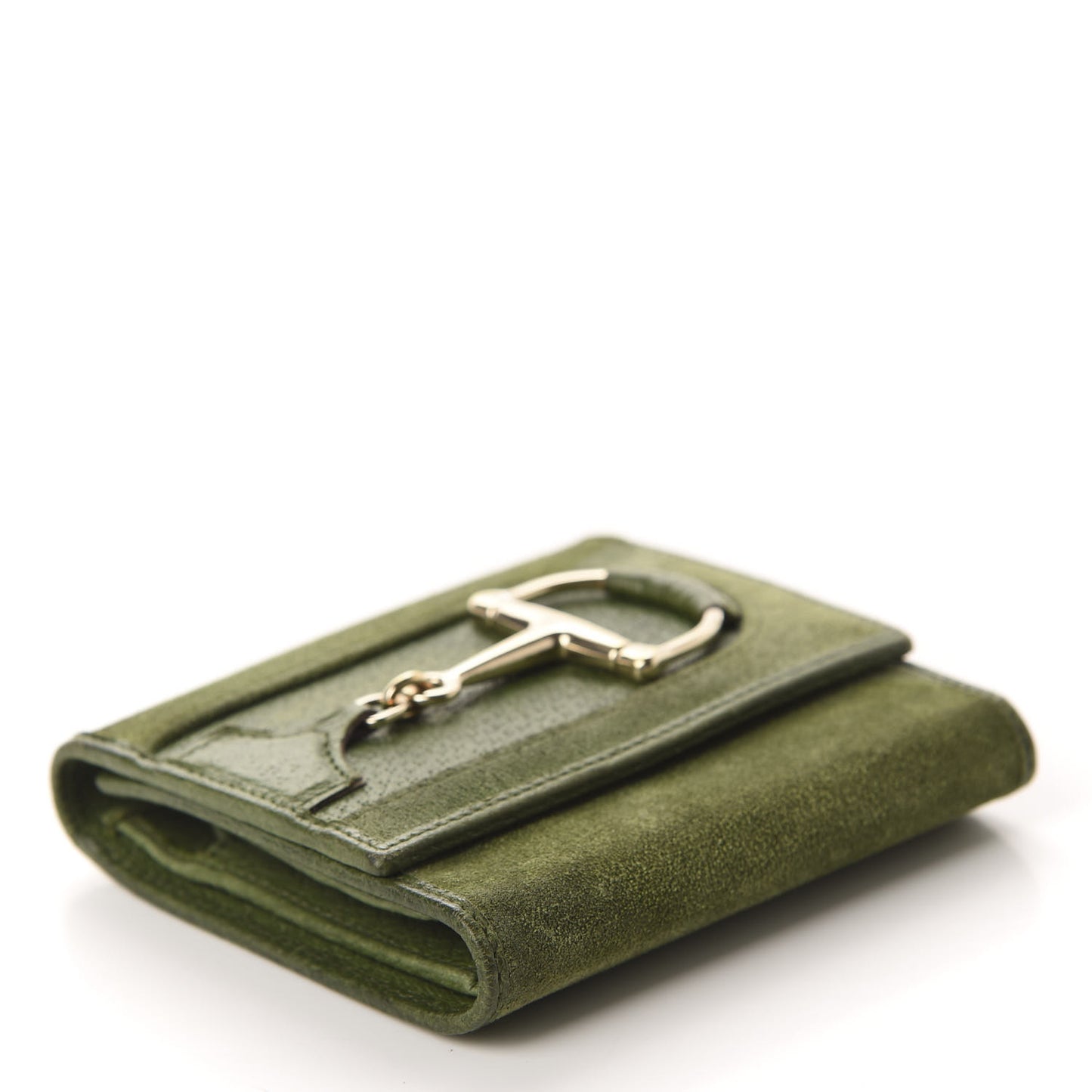 Suede Hasler Compact Wallet Green