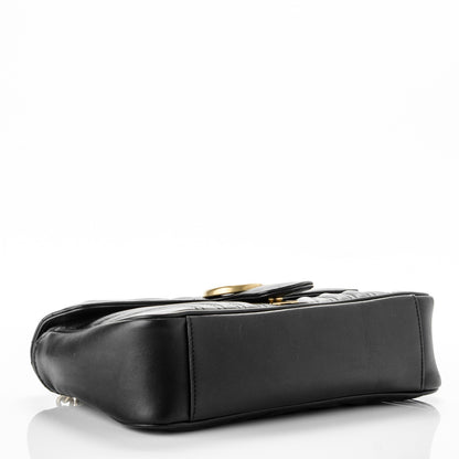 Gucci Calfskin Matelasse Small GG Marmont Shoulder Bag Black 4 of 7
