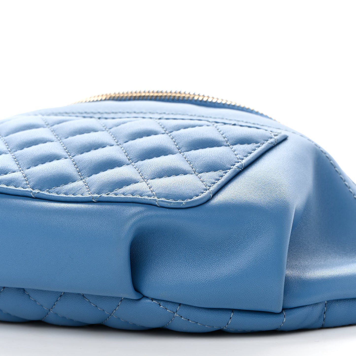 Lambskin Quilted Bi Waist Bag Fanny Pack Blue