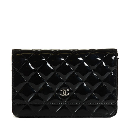 Chanel Patent Quilted Wallet On Chain WOC Black 1 of 8